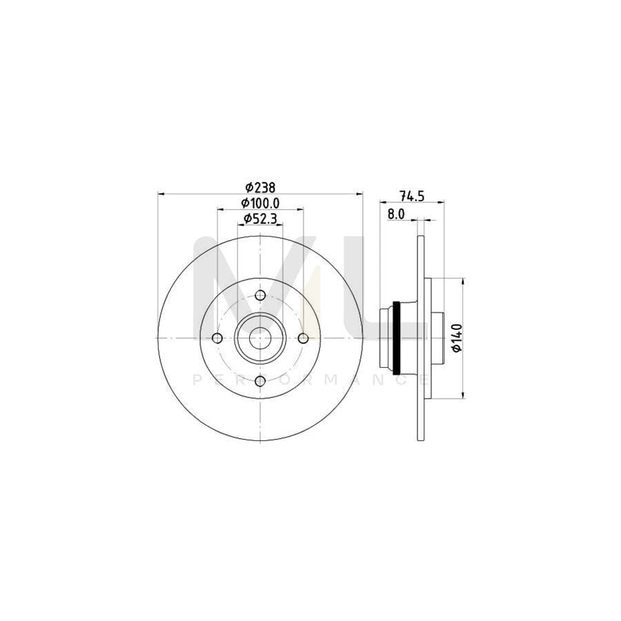 HELLA PRO 8DD 355 123-351 Brake Disc Solid, Coated, with ABS sensor ring, with wheel bearing