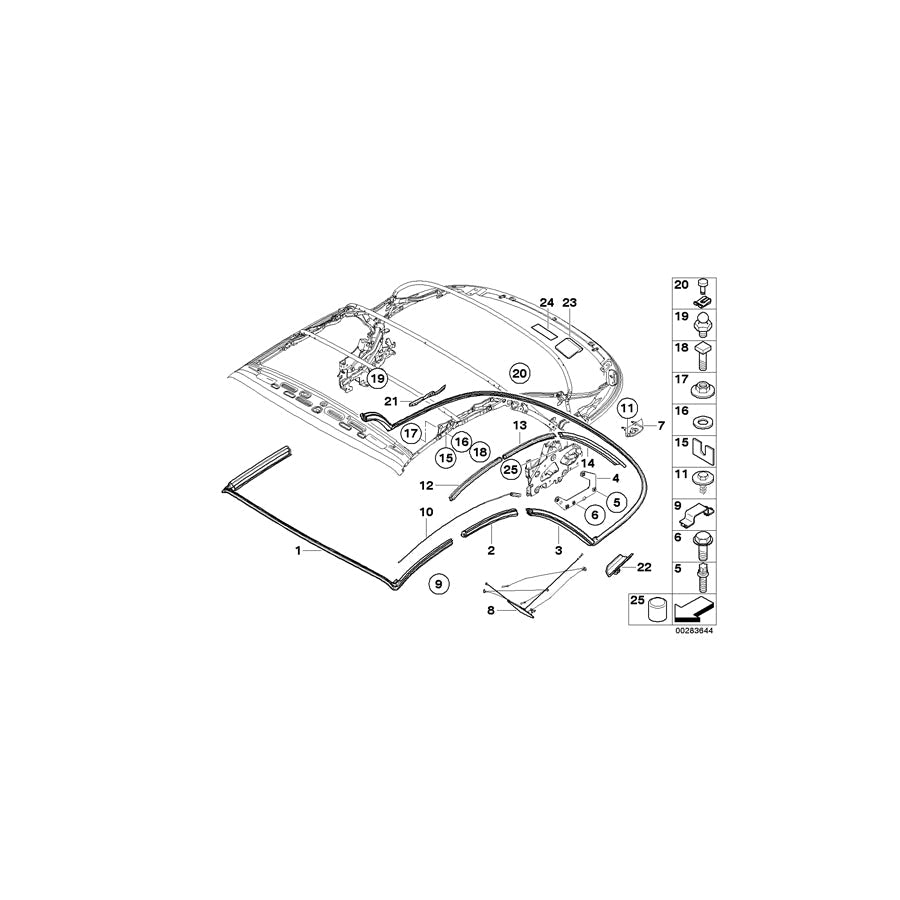 Genuine BMW 54347219108 E88 Roof Frame, Front Right (Inc. 118d, 120i & 123d) | ML Performance US Car Parts