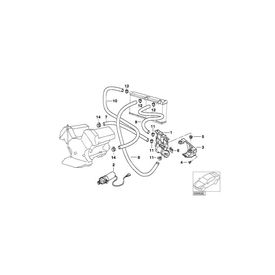 Genuine BMW 64528390317 E38 Hose F Water Valve And Right Radiator (Inc. 750i, 750iLS & L7) | ML Performance US Car Parts