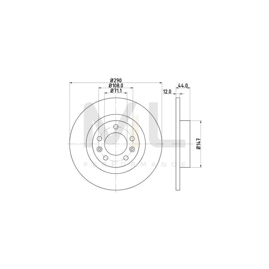HELLA PRO 8DD 355 117-991 Brake Disc for PEUGEOT 508 Solid, Coated, without wheel hub, without wheel studs