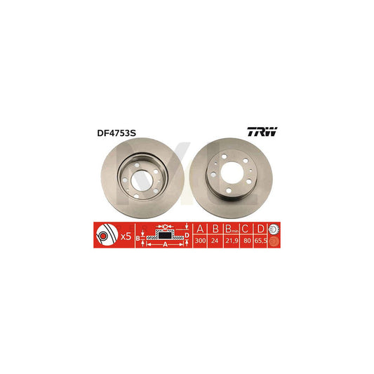 TRW DF4753S Brake Disc Vented | ML Performance Car Parts