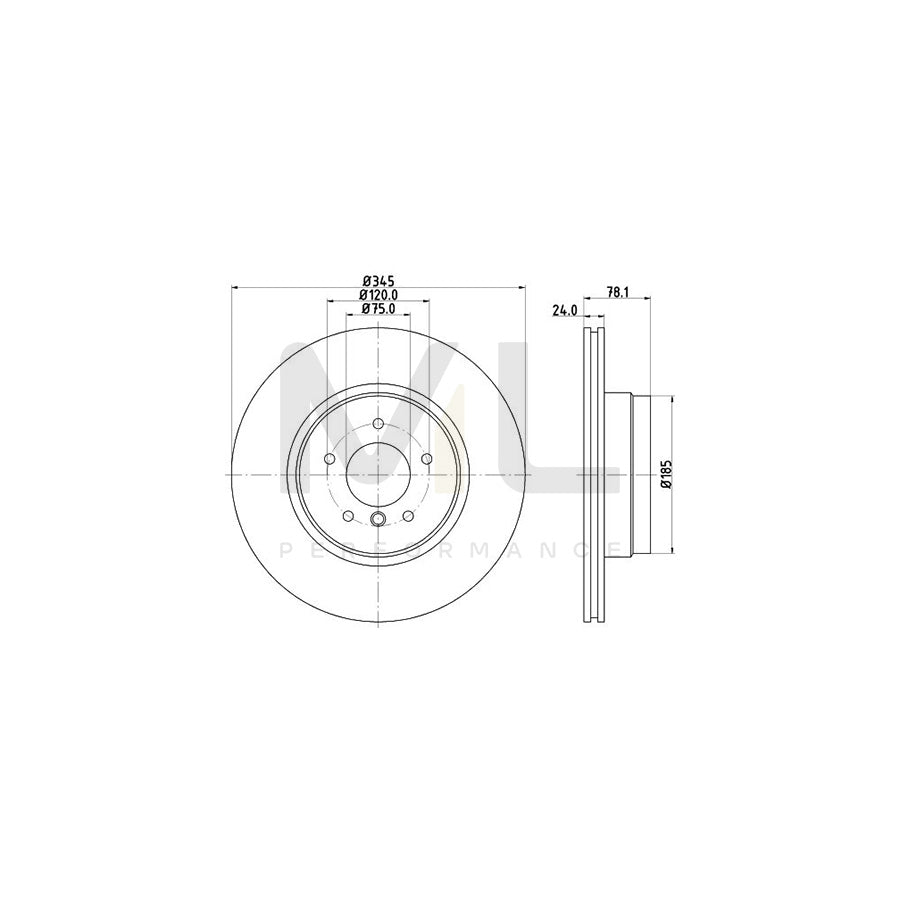 HELLA PRO 8DD 355 117-761 Brake Disc Internally Vented, Coated, without wheel hub, without wheel studs