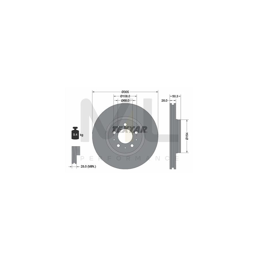 TEXTAR 92100600 Brake Disc Externally Vented, without wheel hub, without wheel studs | ML Performance Car Parts