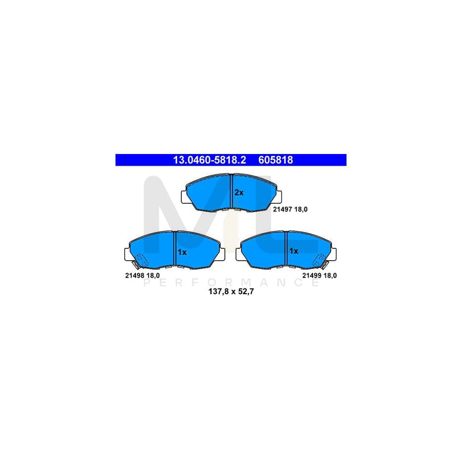 ATE 13.0460-5818.2 Brake pad set with acoustic wear warning