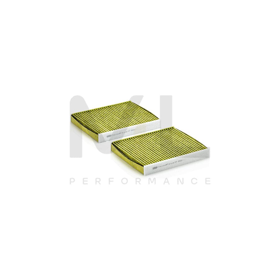 MANN-FILTER FP 2533-2 Pollen filter Activated Carbon Filter, Activated Carbon Filter with polyphenol, Particulate filter (PM 2.5), with antibacterial action, with fungicidal effect, FreciousPlus