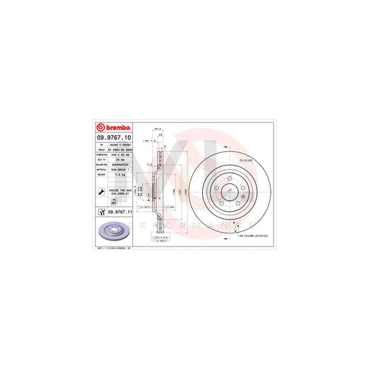 BREMBO 09.9767.10 Brake Disc for AUDI A6 Internally Vented, with bolts/screws | ML Performance Car Parts