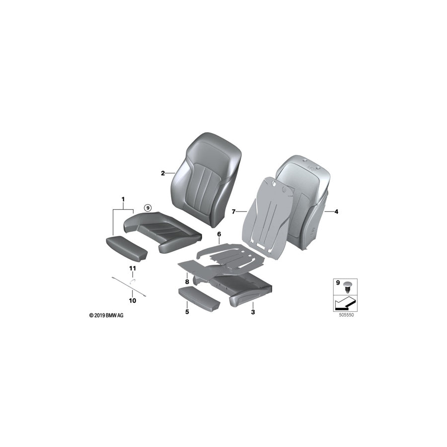 Genuine BMW 52107412686 G12 G11 Cover, Comfort Seat, Perf. Leather NASW,LZFK SCHW. (Inc. 750dX, ALPINA B7 & 730dX) | ML Performance US Car Parts