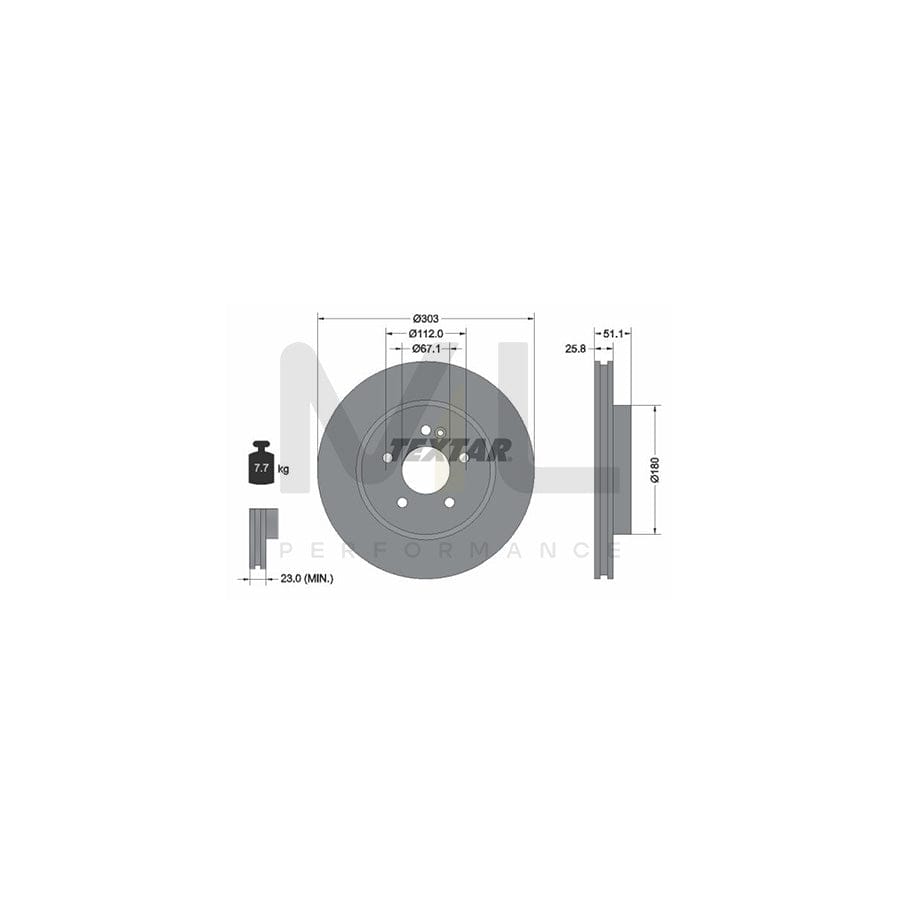 TEXTAR PRO+ 92089905 Brake Disc suitable for MERCEDES-BENZ ML-Class (W163) Internally Vented, Coated, High-carbon, without wheel hub, without wheel studs | ML Performance Car Parts