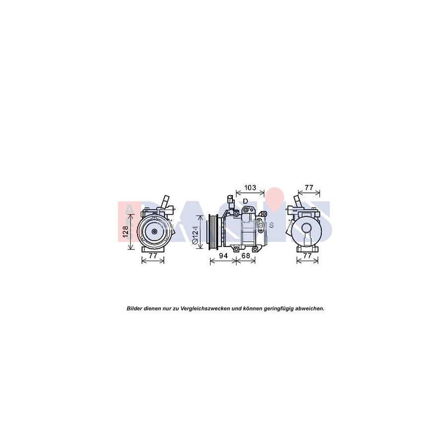 AKS Dasis 852813N Compressor, Air Conditioning for KIA Cerato Saloon (Td)