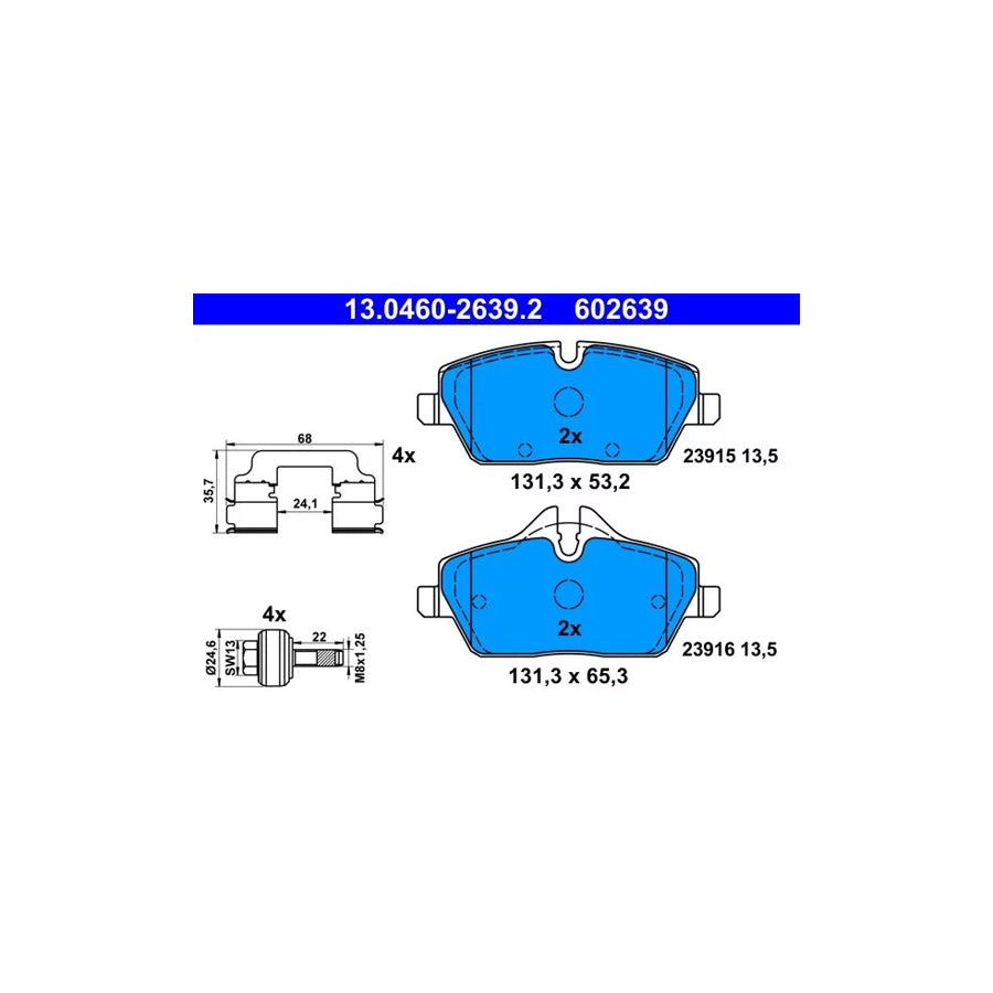 ATE 13.0460-2639.2 Brake Pad Set for BMW I3 (I01)