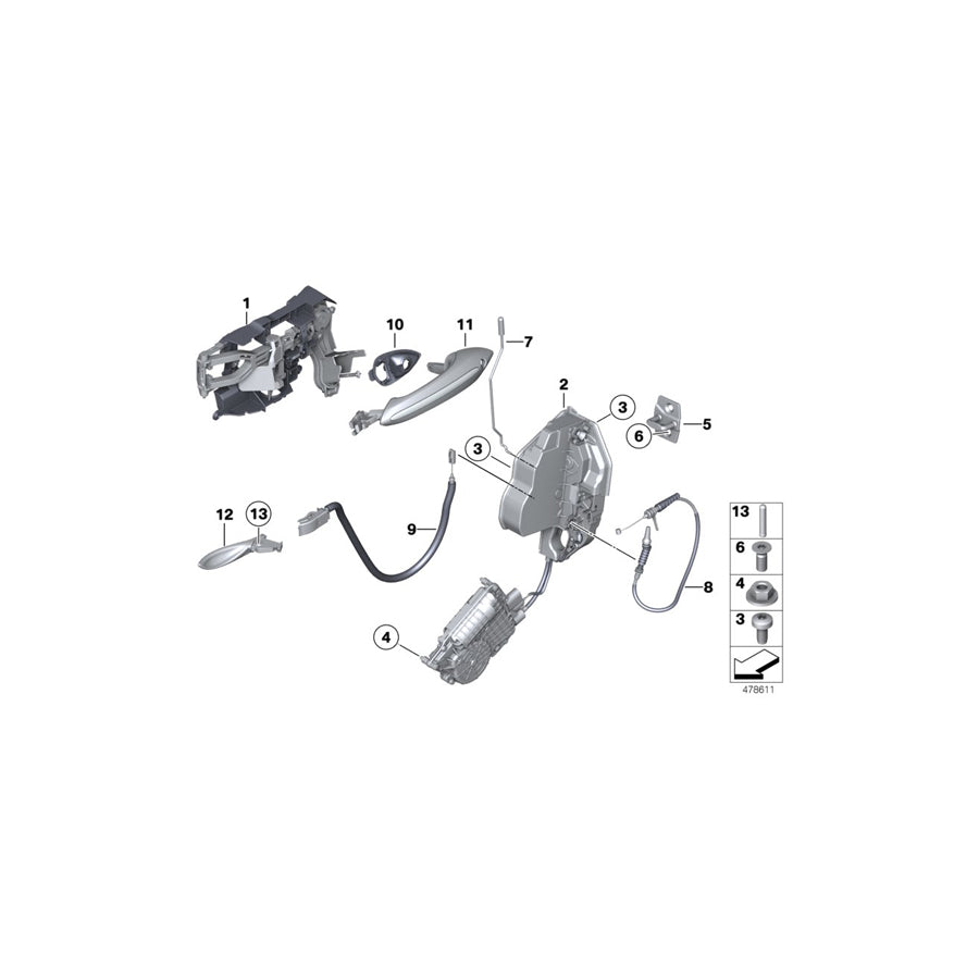 Genuine BMW 51217225689 Door Handle, Inside Left (Inc. 550i, M5 & 528i) | ML Performance US Car Parts