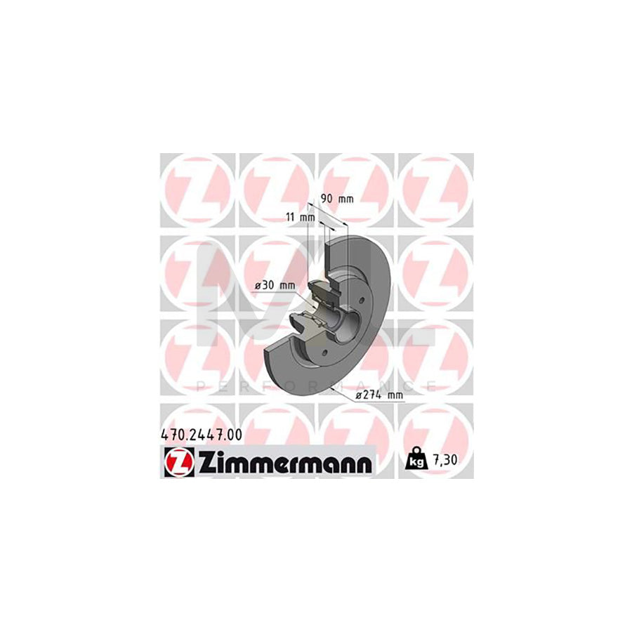 ZIMMERMANN 470.2447.00 Brake Disc for RENAULT KANGOO Solid, with ABS sensor ring, with wheel bearing  - 1 piece