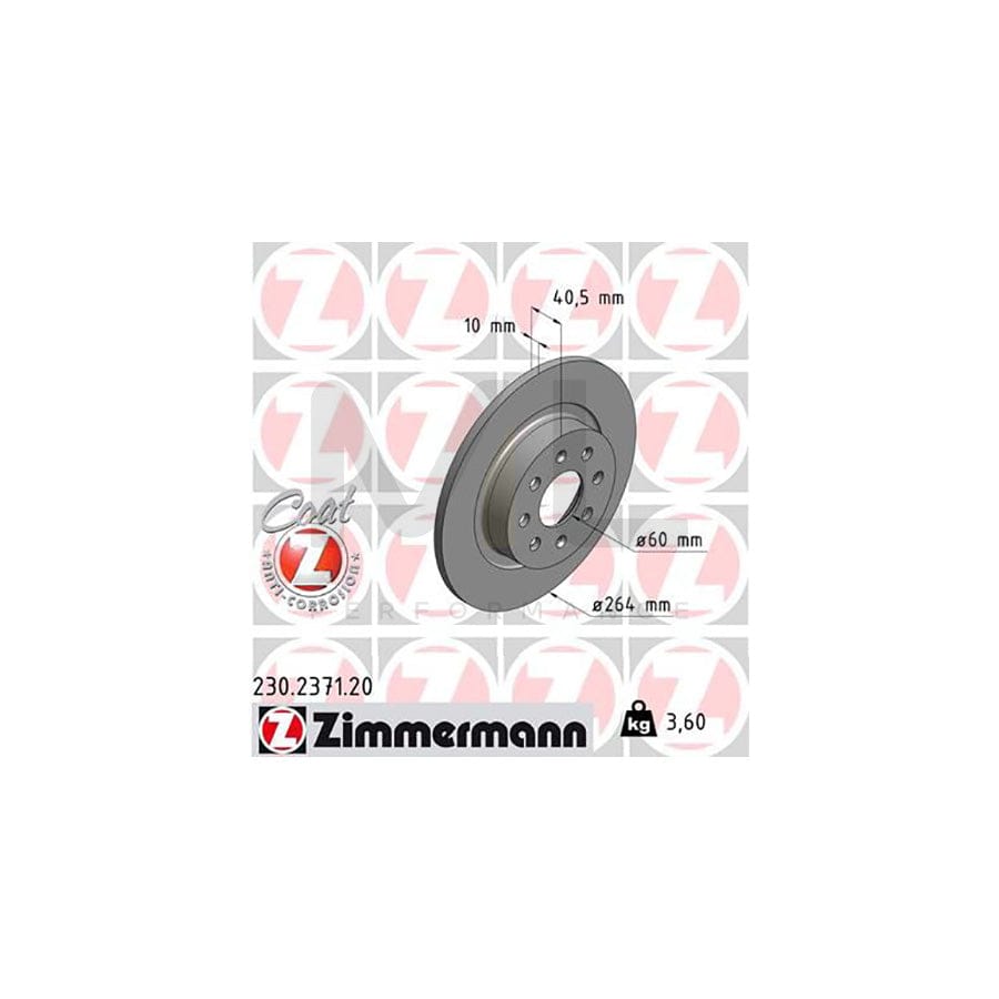 ZIMMERMANN COAT Z 230.2371.20 Brake Disc Solid, Coated  - 1 piece