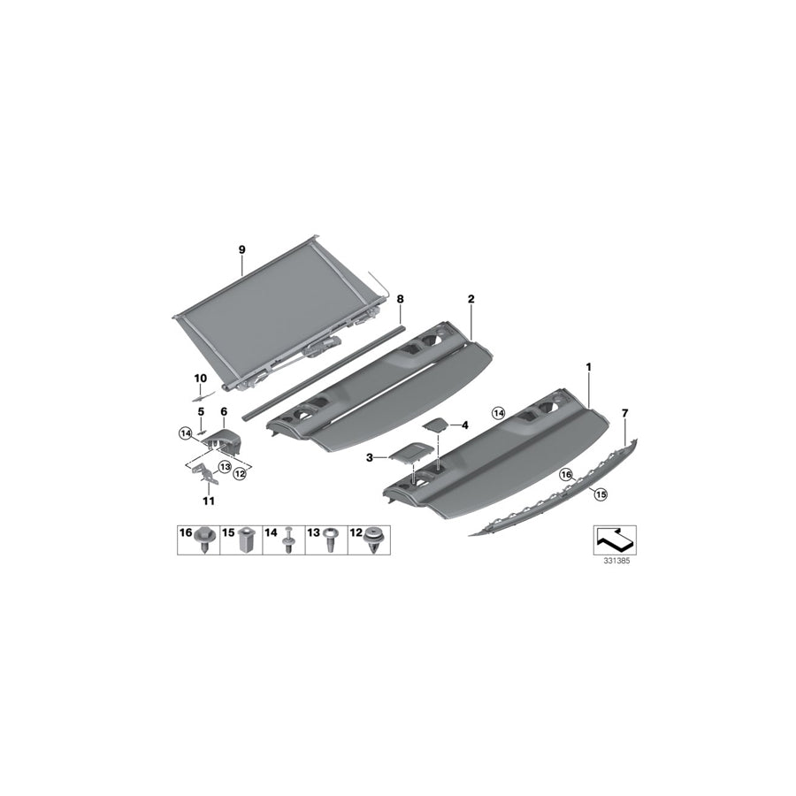 Genuine BMW 51467321373 F82 F32 Storage Tray, Retracting Sun Blind SCHWARZ (Inc. 428iX, 420dX & 428i) | ML Performance US Car Parts