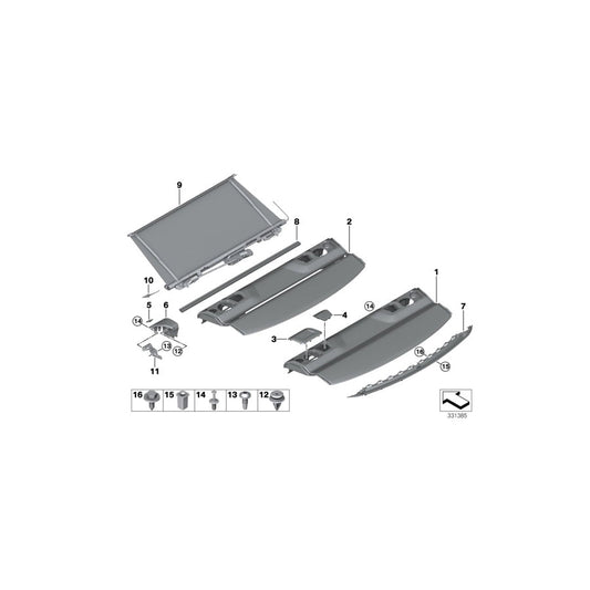 Genuine BMW 51467321373 F82 F32 Storage Tray, Retracting Sun Blind SCHWARZ (Inc. 428iX, 420dX & 428i) | ML Performance US Car Parts