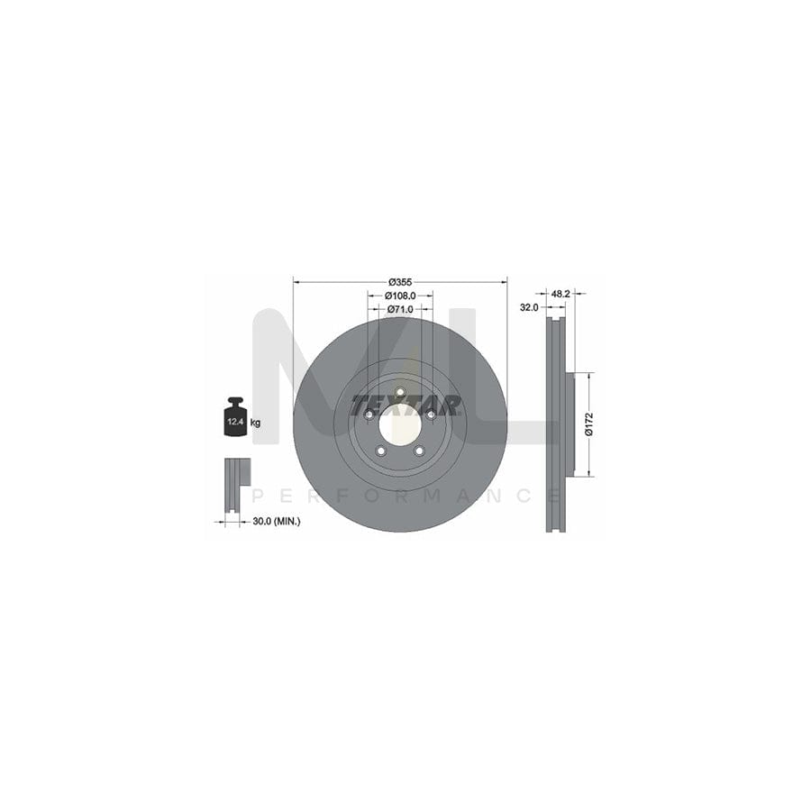 TEXTAR PRO 92186303 Brake Disc Internally Vented, Coated, without wheel hub, without wheel studs | ML Performance Car Parts