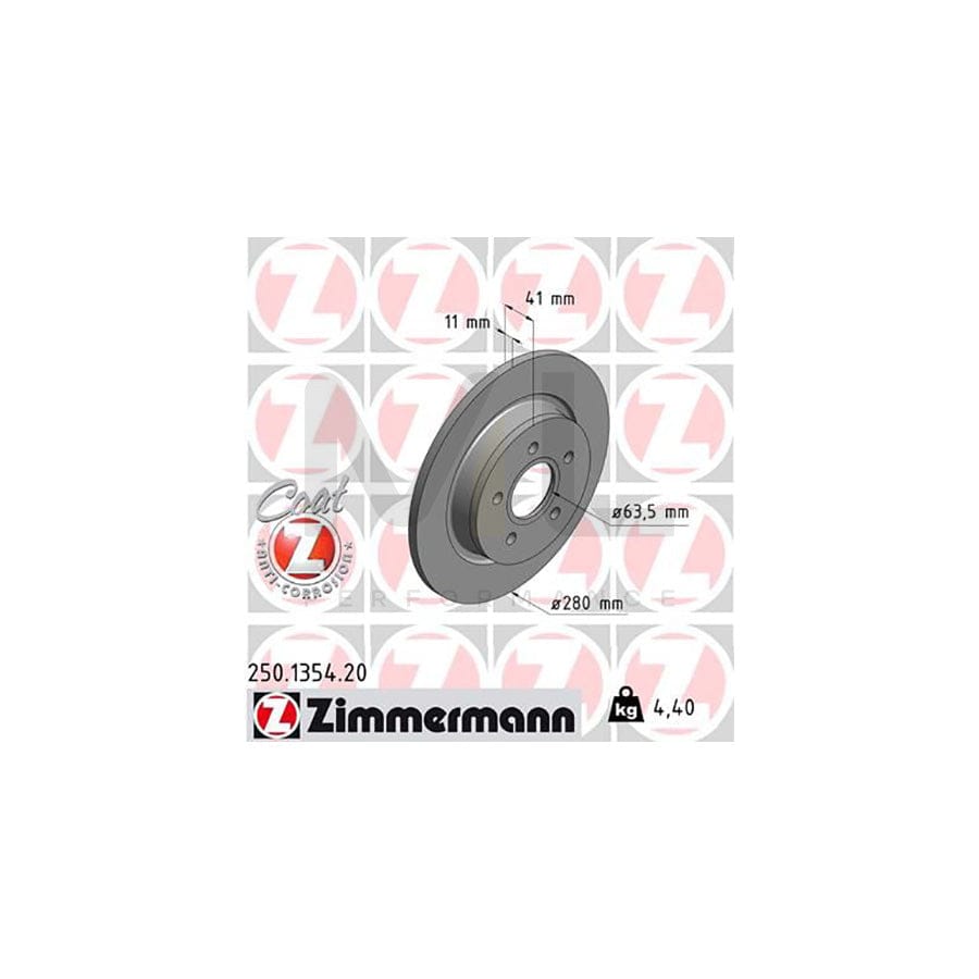 ZIMMERMANN COAT Z 250.1354.20 Brake Disc Solid, Coated  - 1 piece