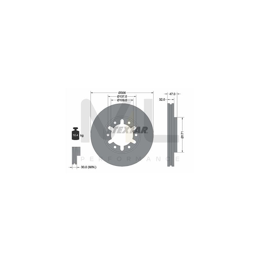 TEXTAR 92138300 Brake Disc for NISSAN PATROL Internally Vented, without wheel hub, without wheel studs | ML Performance Car Parts