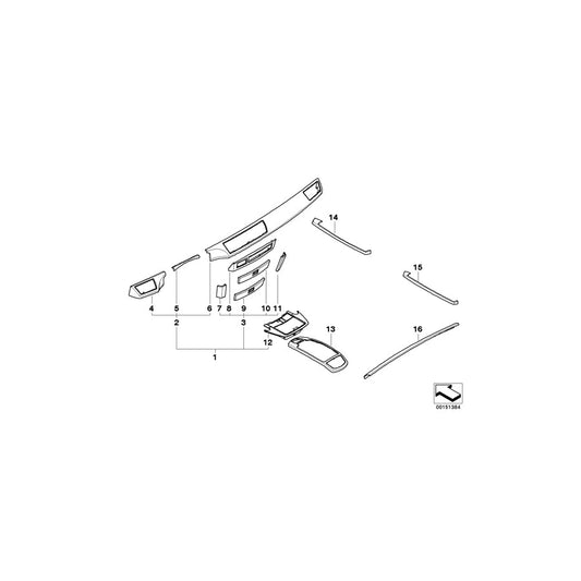 Genuine BMW 51457148975 E66 E67 E65 Wood Panel, Radio NUßB./INTARSIEN (Inc. 760i, 760LiS & 760Li) | ML Performance US Car Parts