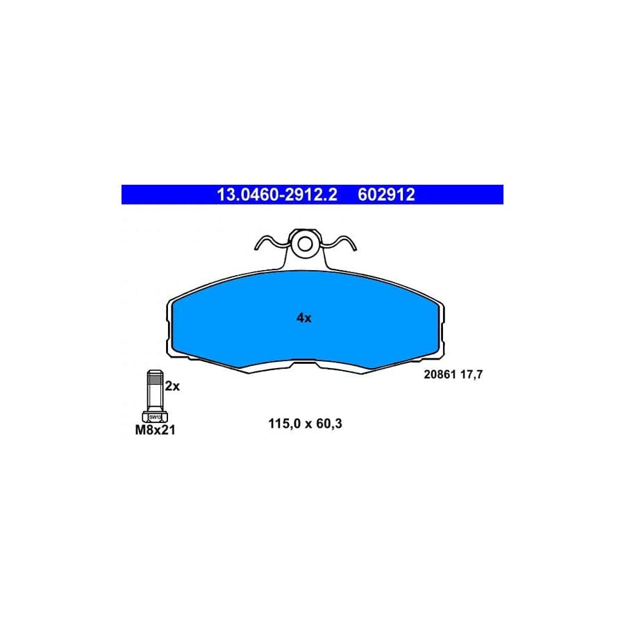 ATE 13.0460-2912.2 Brake Pad Set for Ford Sierra