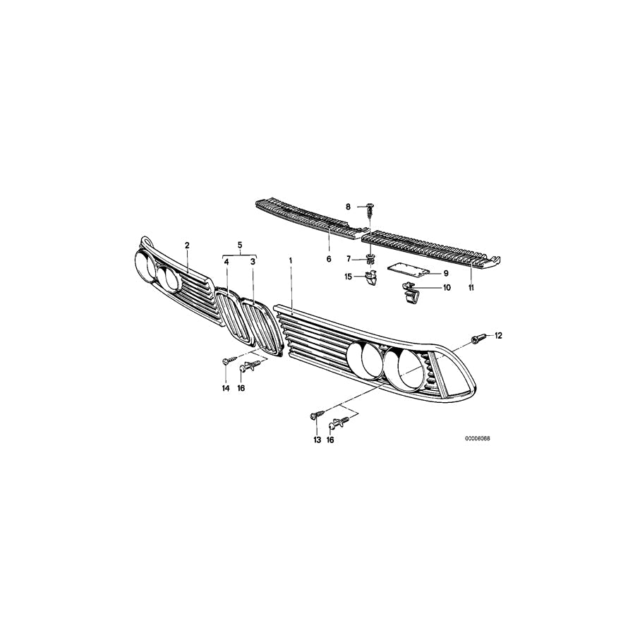 Genuine BMW 51131959664 E23 Grille Right SCHWARZ (Inc. 732i, 728i & 728iS) | ML Performance US Car Parts