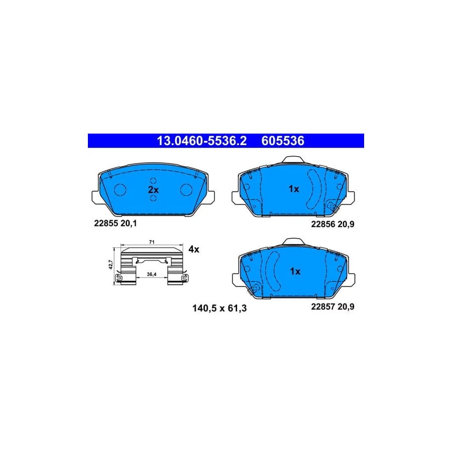 ATE 13.0460-5536.2 Brake Pad Set for Hyundai I30