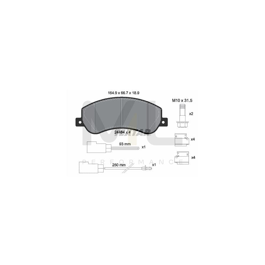 TEXTAR 2448401 Brake pad set for FORD TRANSIT incl. wear warning contact, with brake caliper screws, with accessories | ML Performance Car Parts