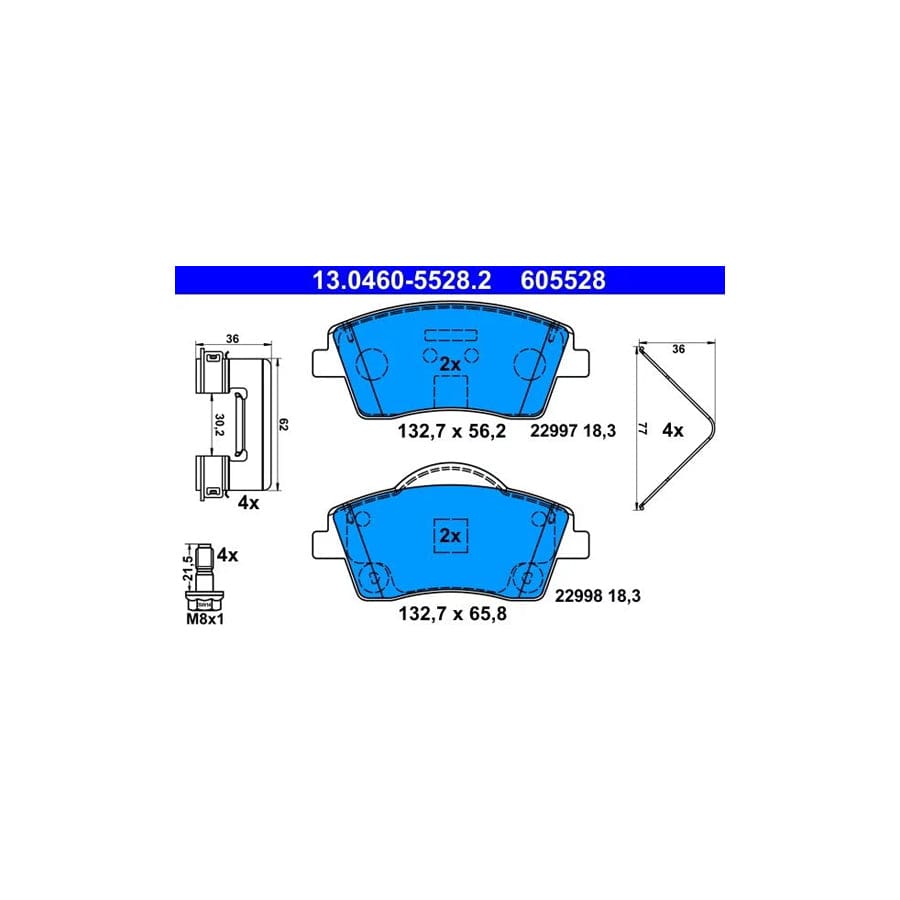 ATE 13.0460-5528.2 Brake Pad Set for Volvo Xc40 (536)