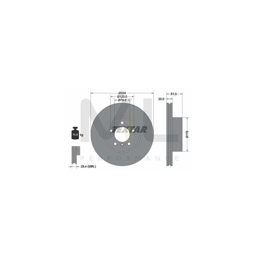TEXTAR 92122800 Brake Disc for BMW 7 (E65, E66, E67) Internally Vented, without wheel hub, without wheel studs | ML Performance Car Parts