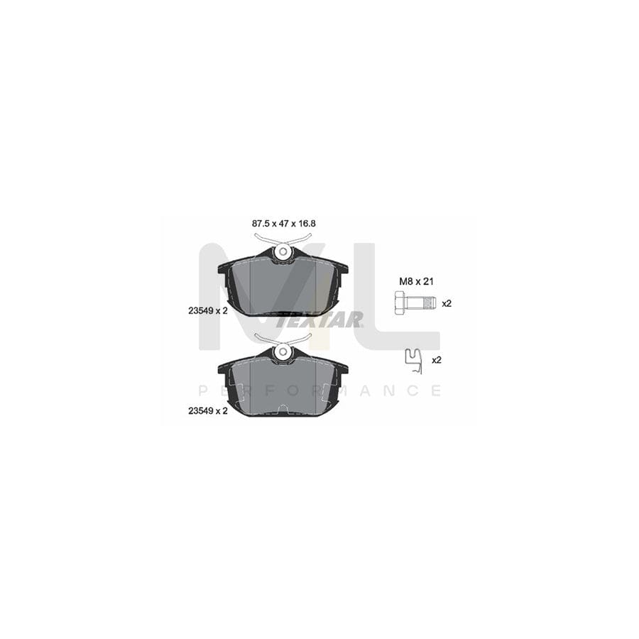 TEXTAR 2354901 Brake pad set with acoustic wear warning, with brake caliper screws | ML Performance Car Parts