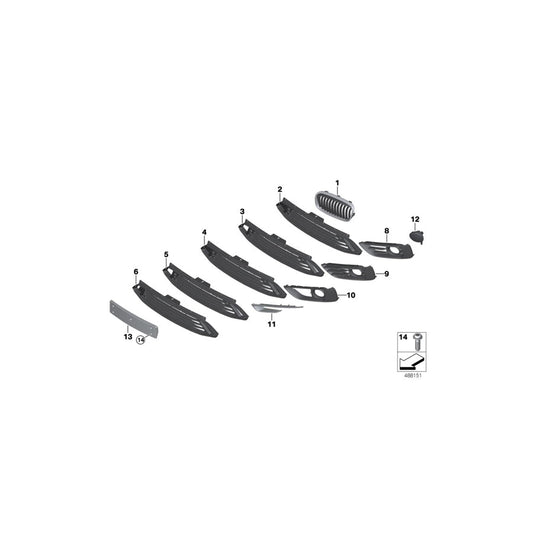 Genuine BMW 51117364731 F45 F46 Grill, Bumper, Center, Closed SPORT LINE+PDC (Inc. 218d, 220i & 216i) | ML Performance US Car Parts