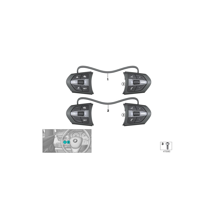 Genuine BMW 61317856948 F48 F39 Switch, Mf Steering Wheel, M-Sport SET (Inc. X2 28iX, X1 28iX & X2 28i) | ML Performance US