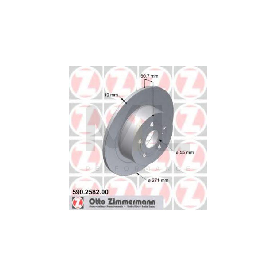 ZIMMERMANN 590.2582.00 Brake Disc for TOYOTA AVENSIS Solid  - 1 piece