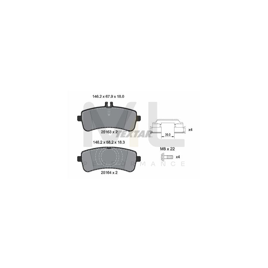 TEXTAR 2516305 Brake pad set prepared for wear indicator | ML Performance Car Parts