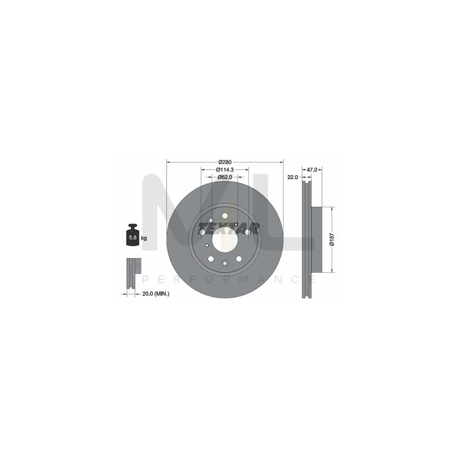 TEXTAR 92156600 Brake Disc Internally Vented, without wheel hub, without wheel studs | ML Performance Car Parts
