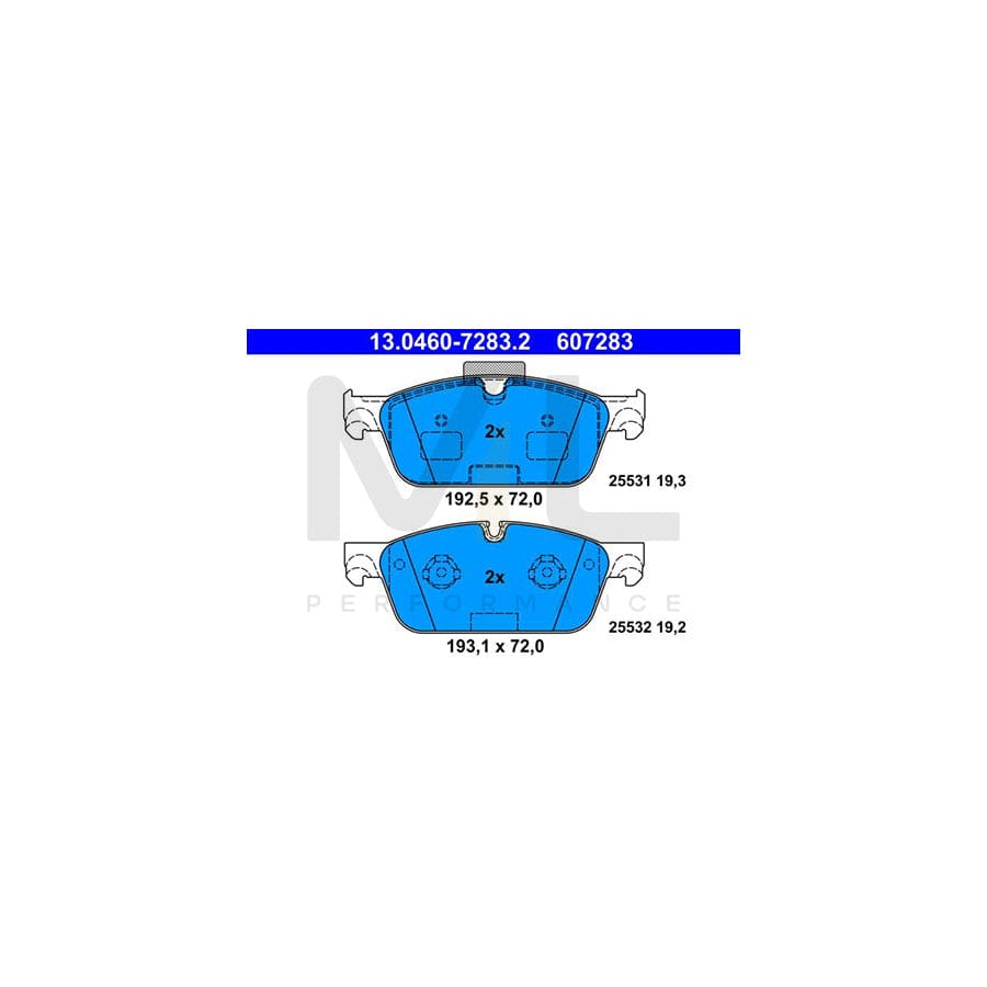ATE 13.0460-7283.2 Brake pad set excl. wear warning contact, prepared for wear indicator