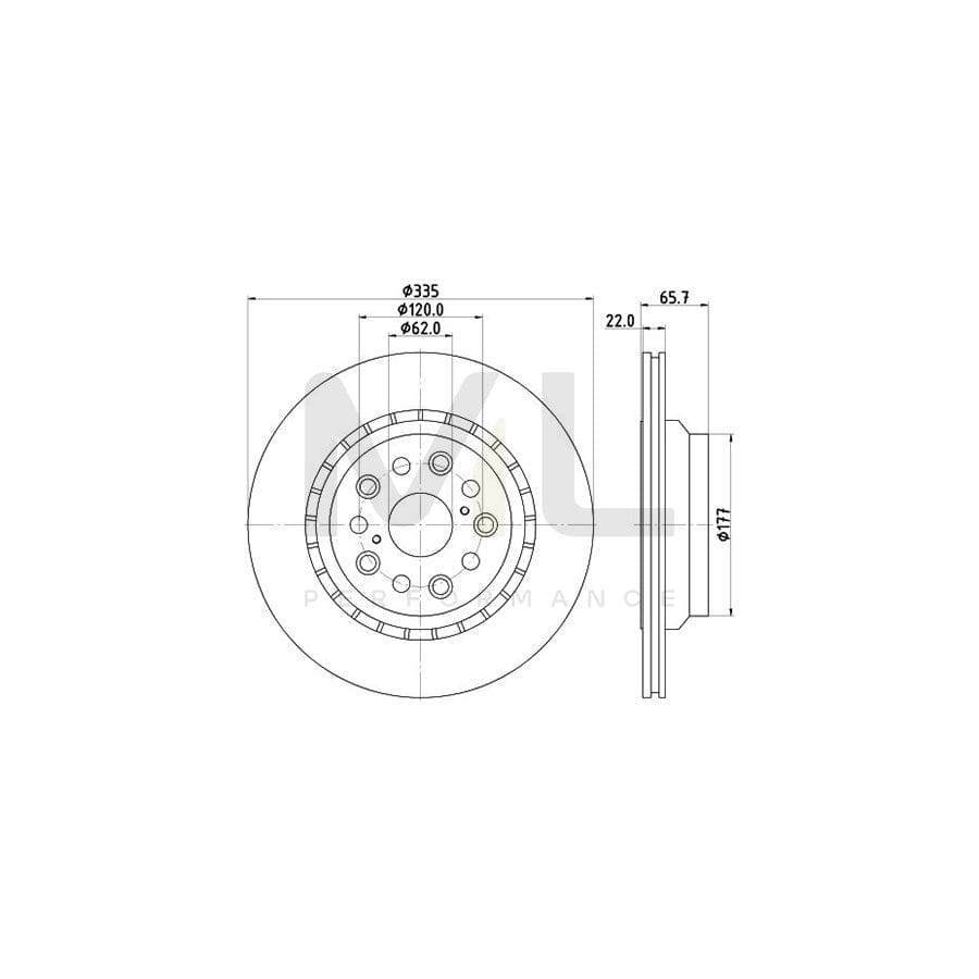HELLA PRO 8DD 355 116-931 Brake Disc for LEXUS LS IV (XF40) Externally Vented, Coated, without wheel hub, without wheel studs