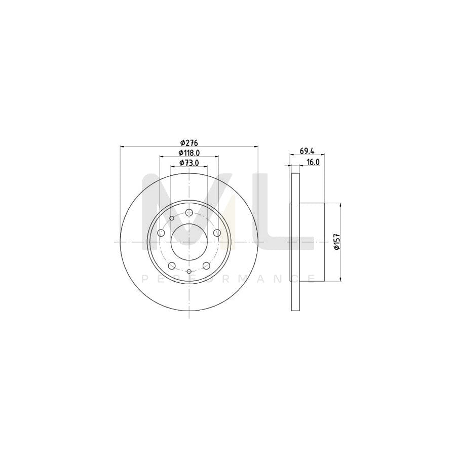 HELLA 8DD 355 107-411 Brake Disc for IVECO Daily Solid, without wheel hub, without wheel studs