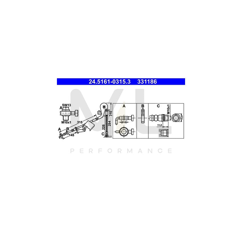 ATE 24.5161-0315.3 Brake Hose 310mm