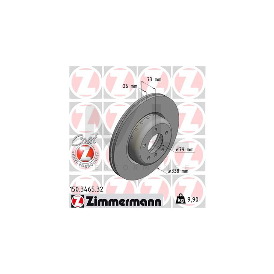 ZIMMERMANN FORMULA F COAT Z 150.3465.32 Brake Disc Internally Vented, Two-piece brake disc, Coated, High-carbon  - 1 piece