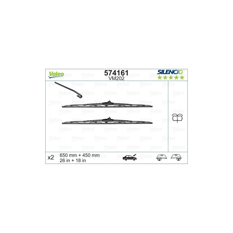 Valeo Silencio, Silencio Conventional Set 574161 Wiper Blade | ML Performance US Car Parts