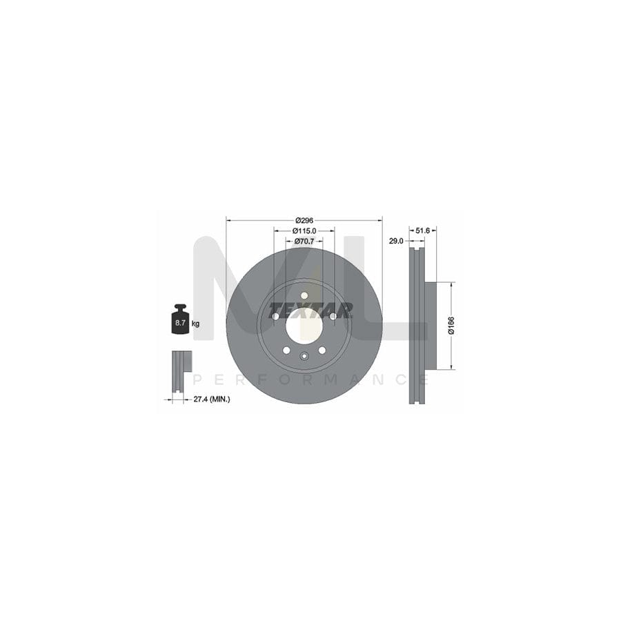 TEXTAR 92165400 Brake Disc Internally Vented, without wheel hub, without wheel studs | ML Performance Car Parts