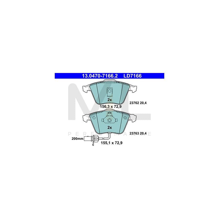 ATE Ceramic 13.0470-7166.2 Brake pad set incl. wear warning contact