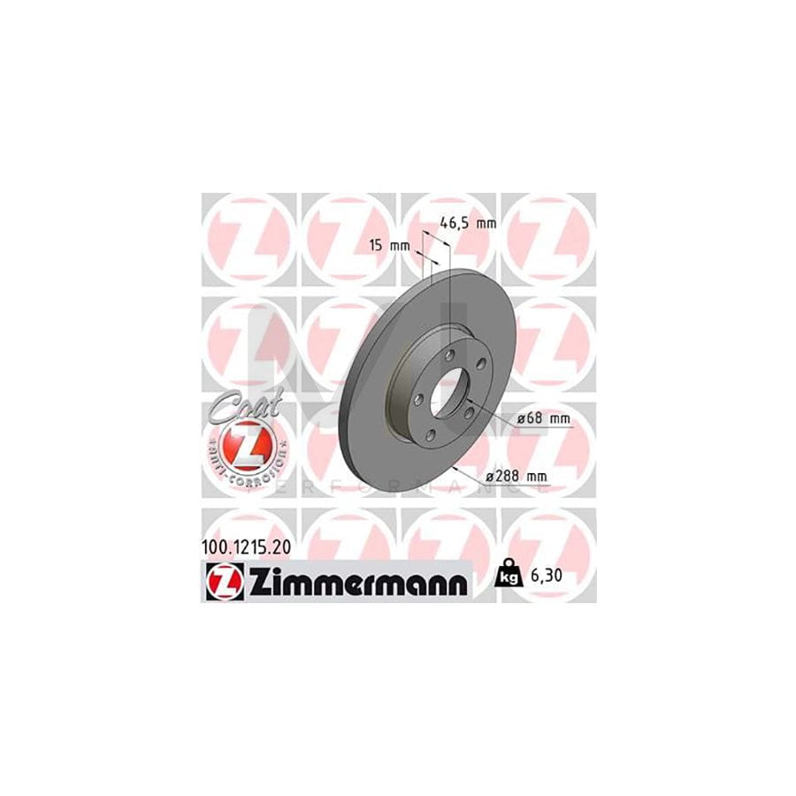 ZIMMERMANN COAT Z 100.1215.20 Brake Disc Solid, Coated, High-carbon  - 1 piece
