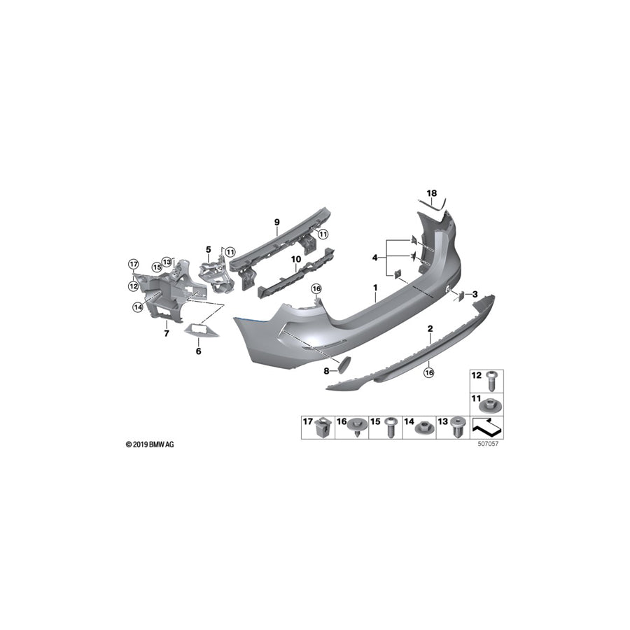 Genuine BMW 51127490939 F44 Cover, Bumper, Rear Left (Inc. 220d, 228iX & 218i) | ML Performance US Car Parts
