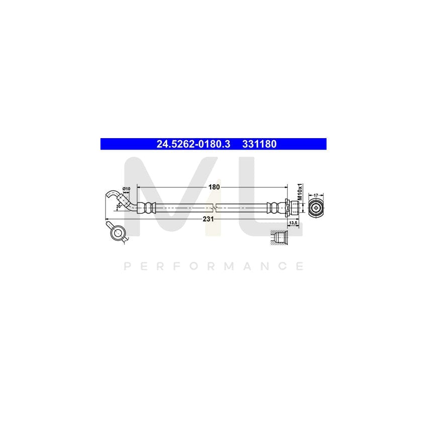 ATE 24.5262-0180.3 Brake Hose 180mm, M10x1