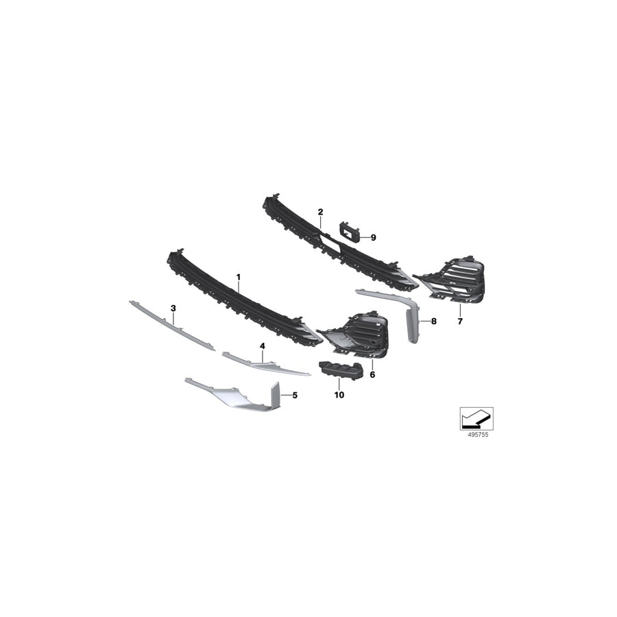 Genuine BMW 51117423977 G07 Grill, Center Lower FRR (Inc. X7 50iX, X7 30dX & X7 40iX) | ML Performance US Car Parts
