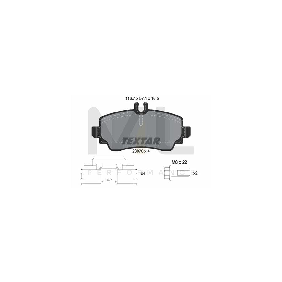 TEXTAR 2307003 Brake pad set suitable for MERCEDES-BENZ A-Class (W168) prepared for wear indicator, with brake caliper screws, with accessories | ML Performance Car Parts