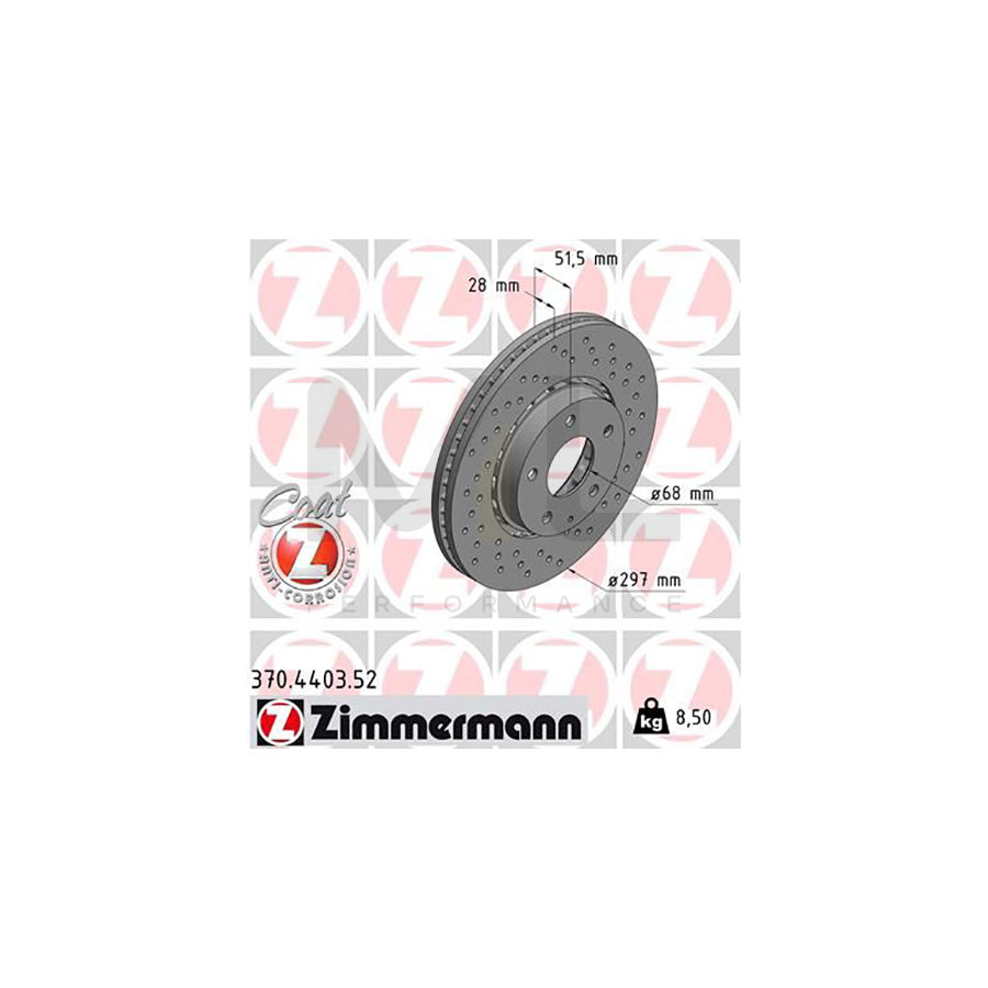 ZIMMERMANN 370.4403.52 Brake Disc for MAZDA CX-5 Externally Vented, Perforated, Coated  - 1 piece