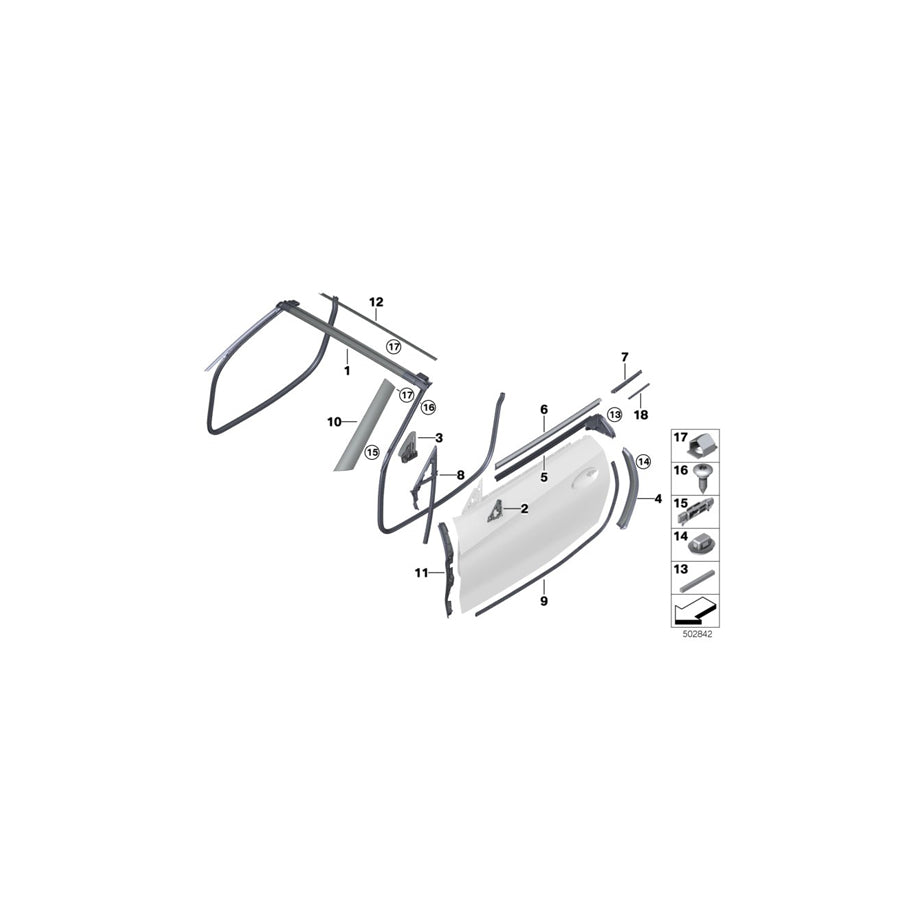Genuine BMW 51337429636 G29 Channel Sealing,Inside,Door, Front Right (Inc. Z4) | ML Performance US Car Parts